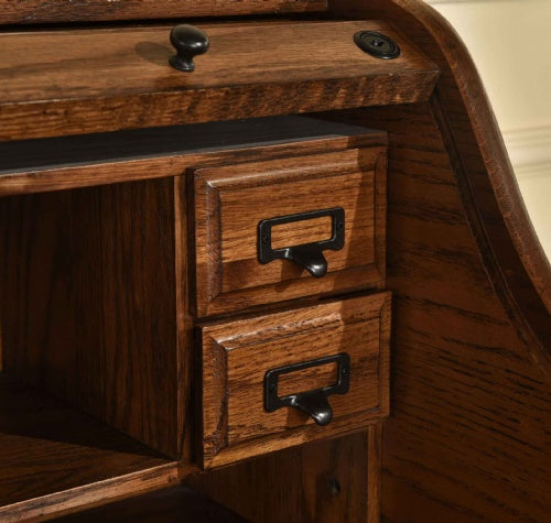 32" Mini Roll Top Desk w/ USB Power Outlet BW