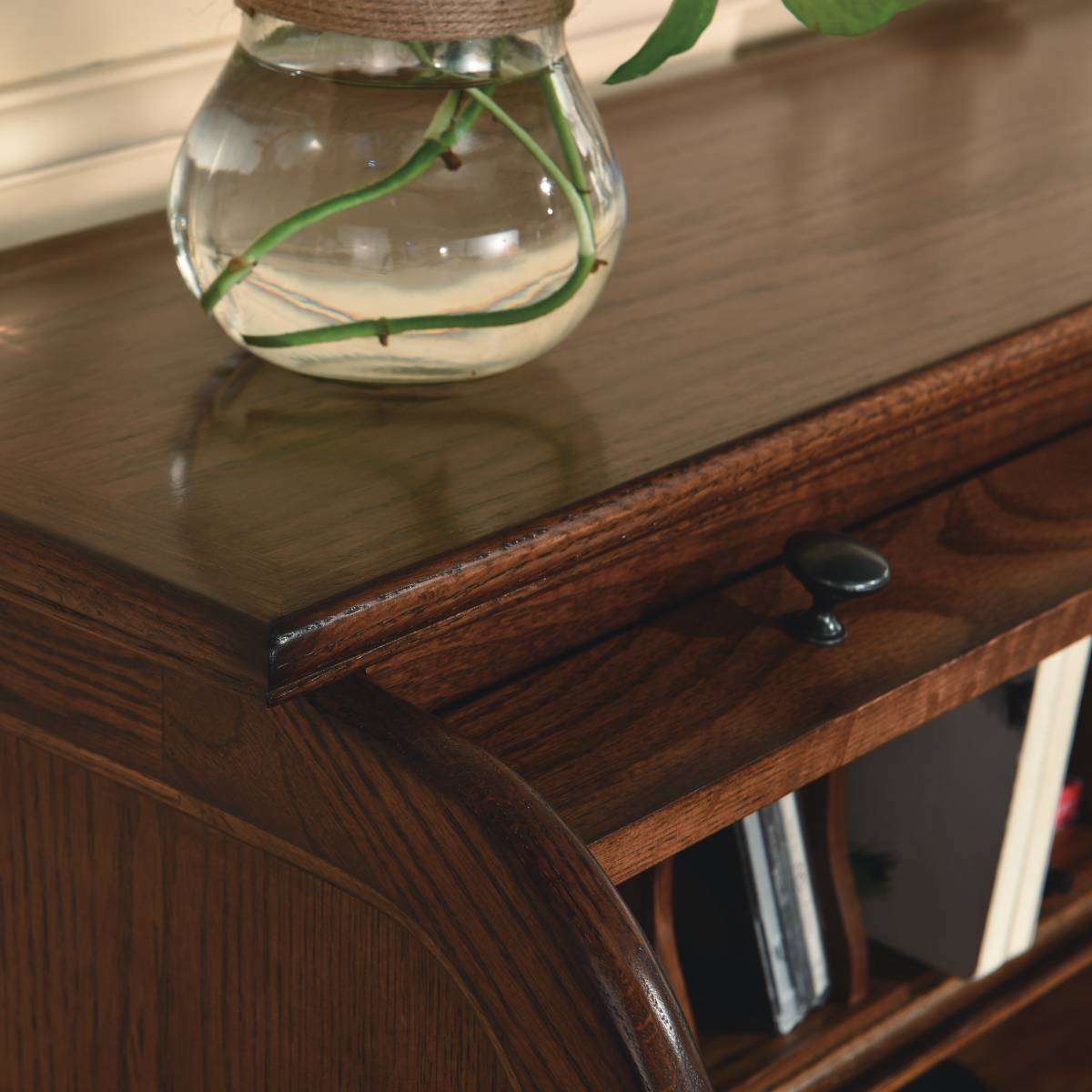 42" Student Roll Top Desk w/ USB Power Outlet BW