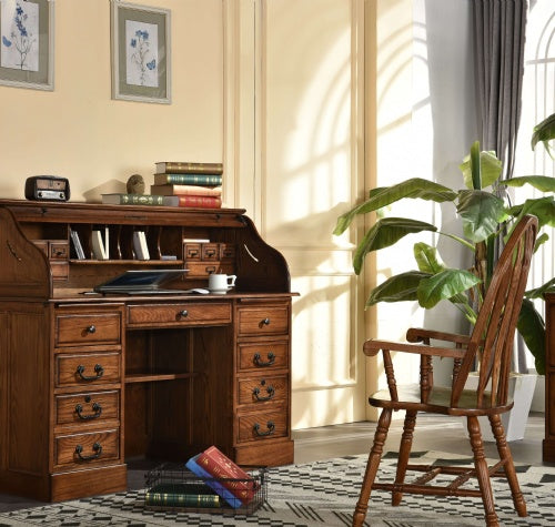 54" Roll Top Desk w/ USB Power Outlet BW