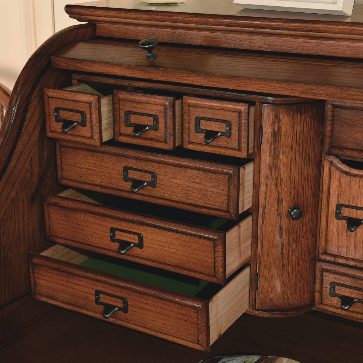 54" Deluxe Roll Top Desk w/ USB Power Outlet BW