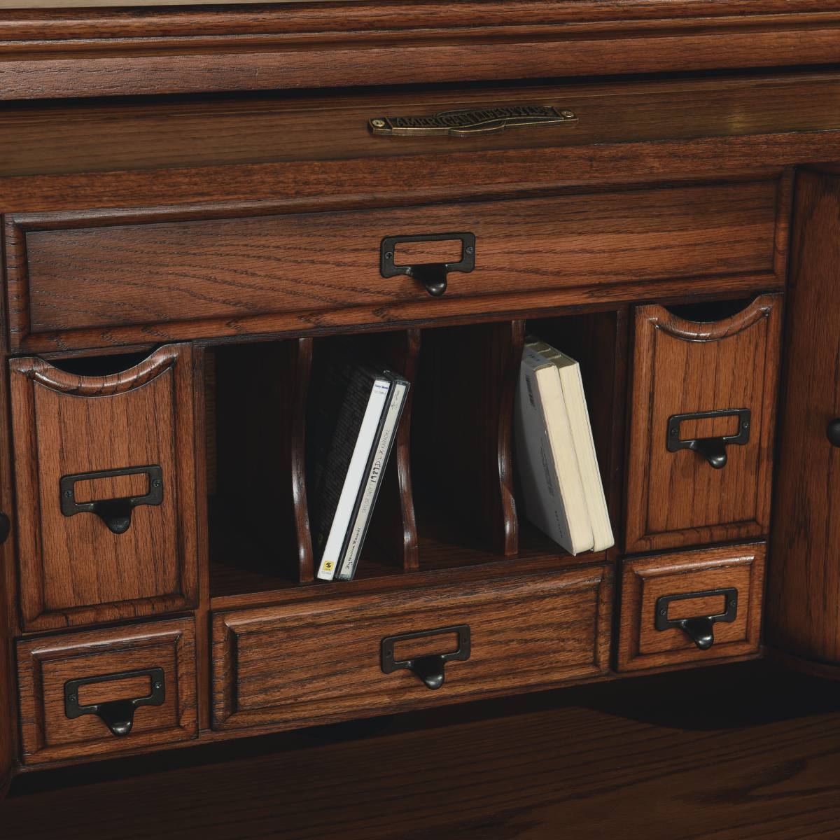 54" Deluxe Roll Top Desk w/ USB Power Outlet BW