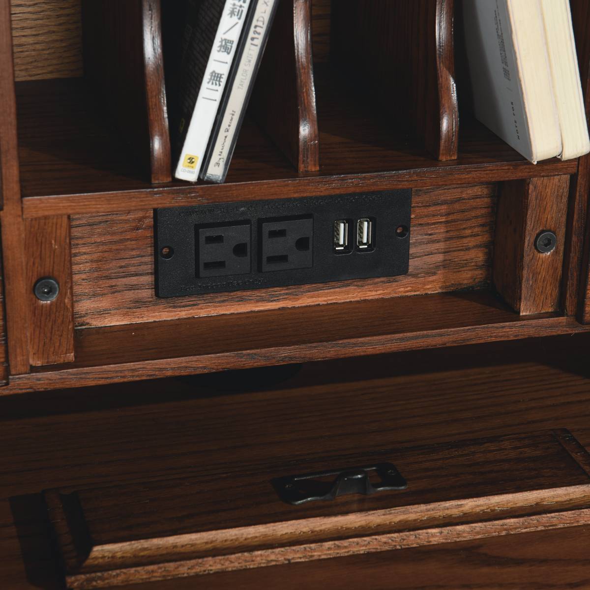 54" Deluxe Roll Top Desk w/ USB Power Outlet BW