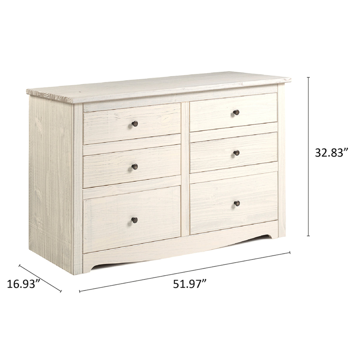 Wood Dresser 3+3 Drawers Chest White Distressed | Furniture Dash