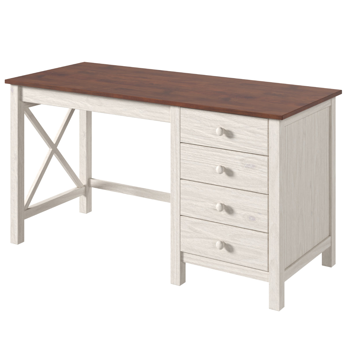 Wood Dressing Table Vanity Makeup Large White Distressed | Furniture Dash