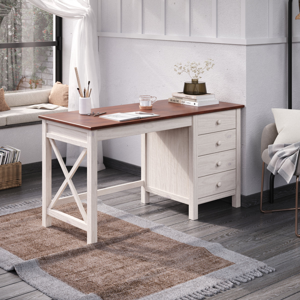 Wood Dressing Table Vanity Makeup Large White Distressed | Furniture Dash Wood Dressing Table Vanity Makeup Large White Distressed | Furniture Dash