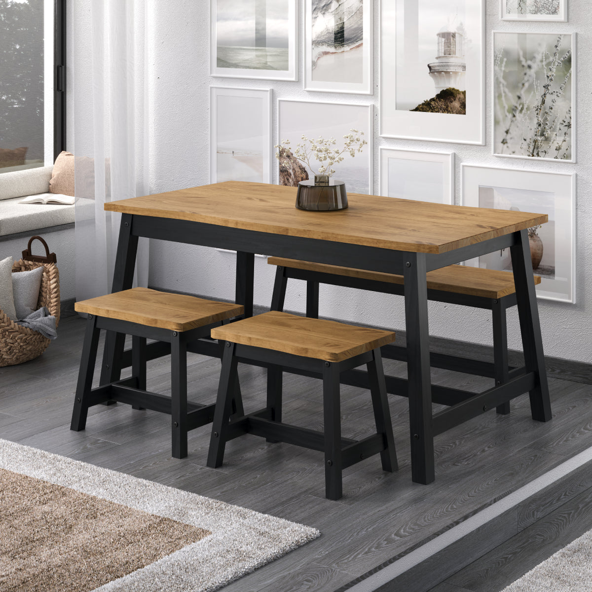 Wood Bench Corona Black | Furniture Dash