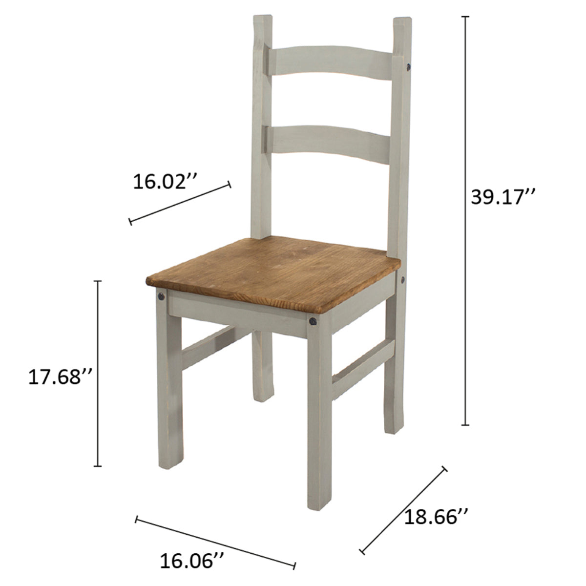 Solid Wood Dining Chair (Set of 2) Corona Gray | Furniture Dash
