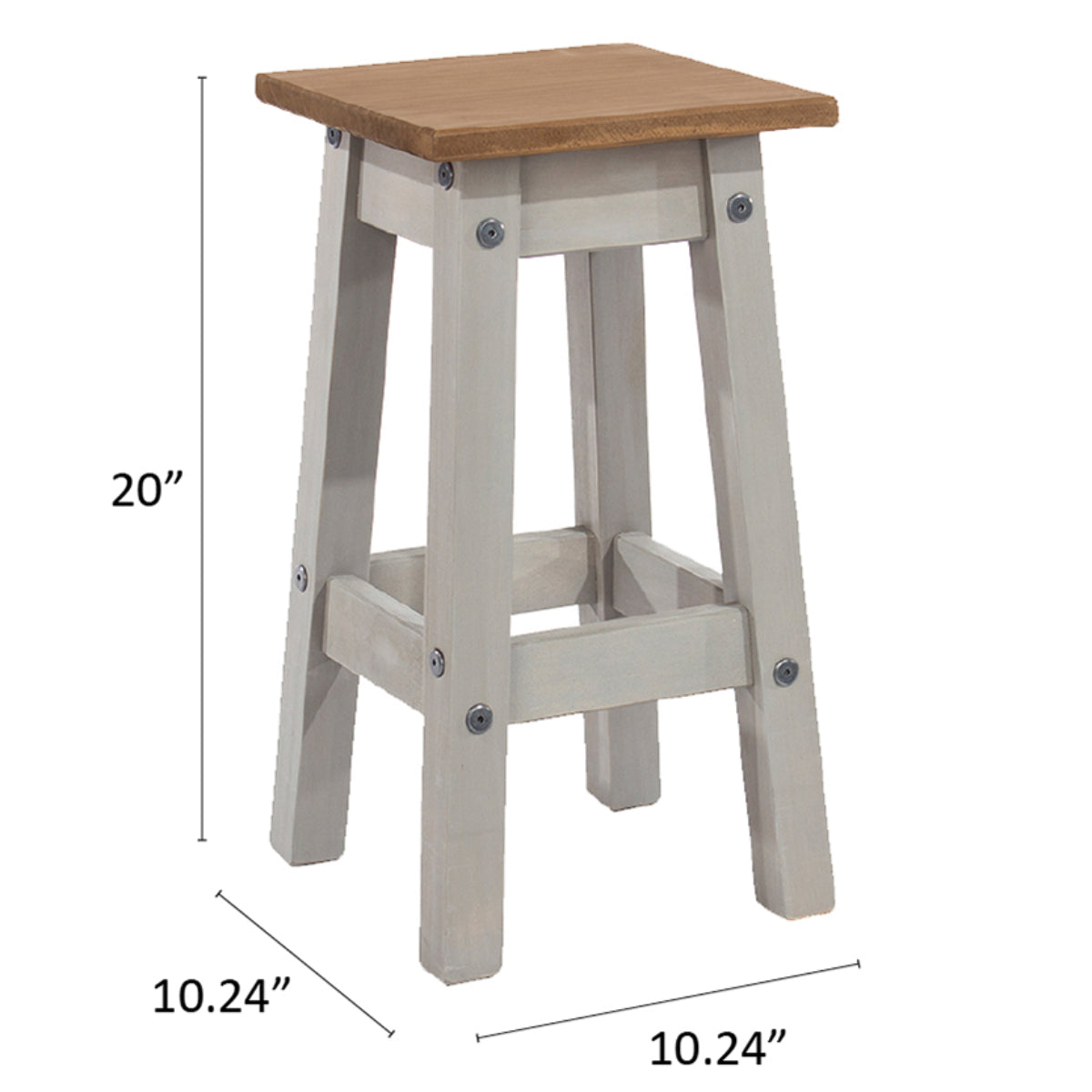 Wood Set of 2 Kitchen Stools Corona Gray | Furniture Dash