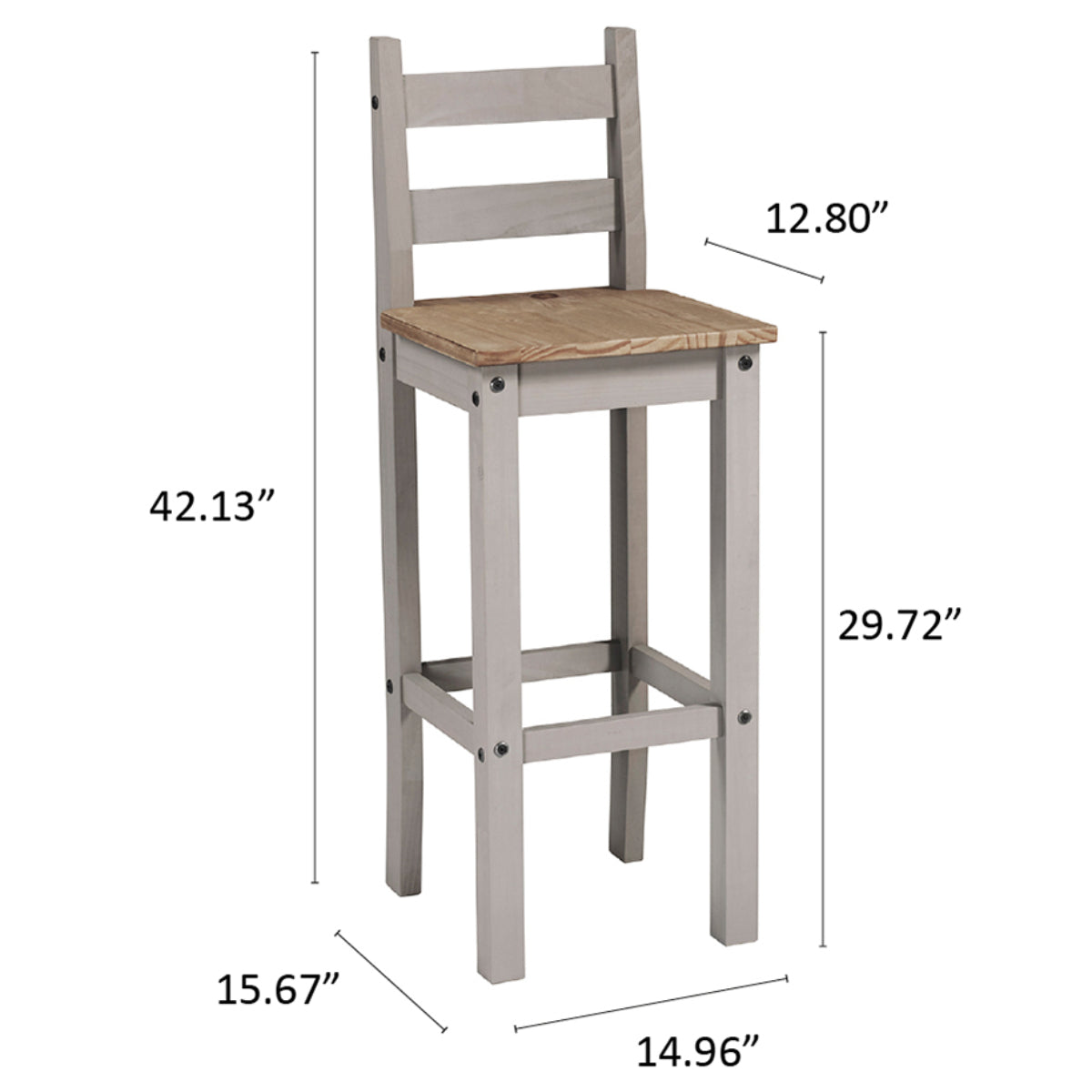 Wood Bar Height Dining Chair (Set of 2) Corona Gray | Furniture Dash