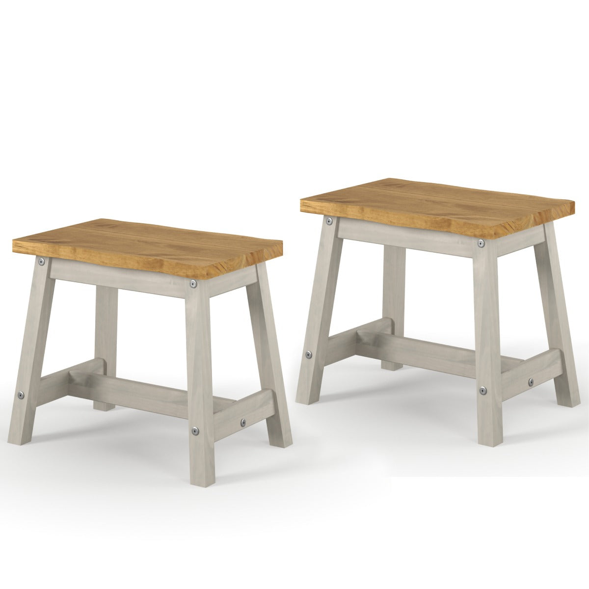 Wood Set of 2 Kitchen Stools Corona Gray | Furniture Dash