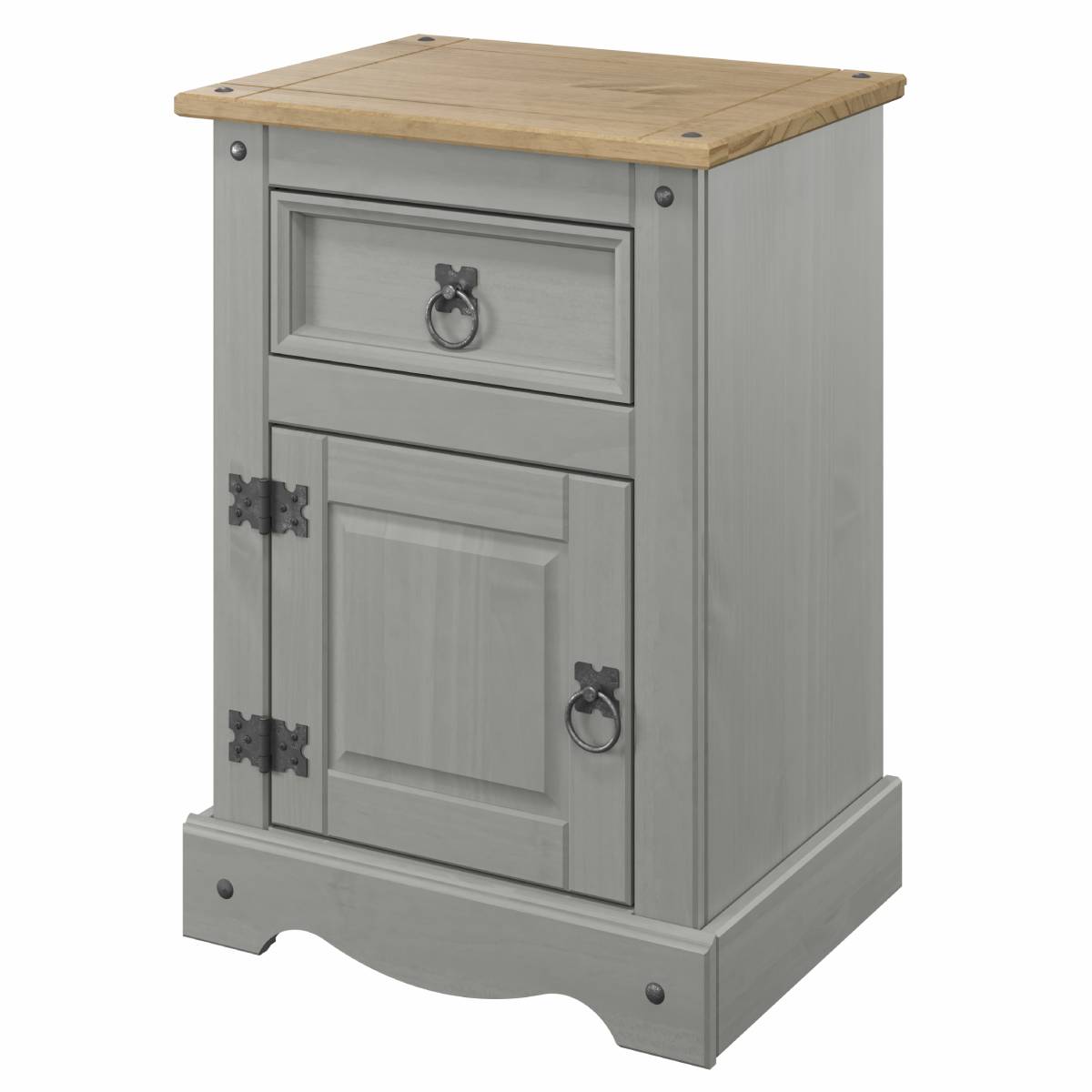 Wood Nightstand 1 Door 1 Drawer Corona Gray | Furniture Dash