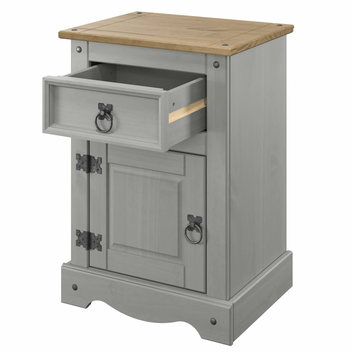 Wood Nightstand 1 Door 1 Drawer Corona Gray | Furniture Dash