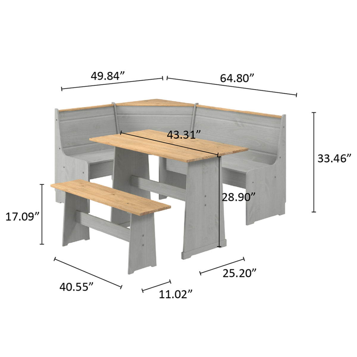 Corner Dining Set Corona Gray | Furniture Dash