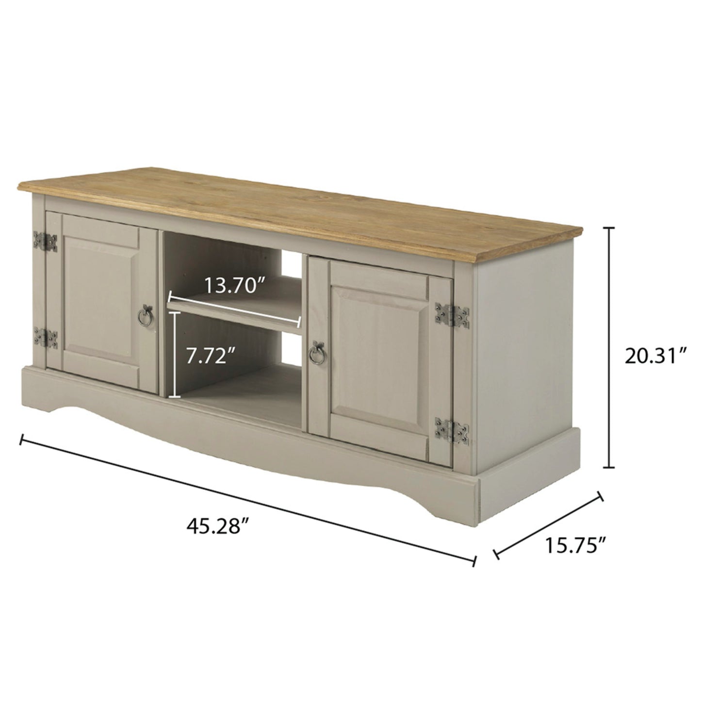 Wood TV Entertainment Stand Corona Gray | Furniture Dash