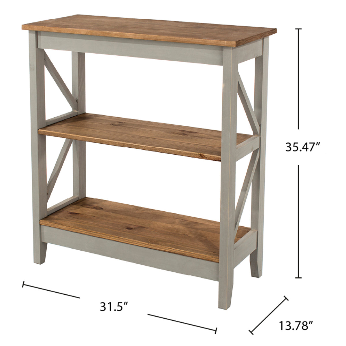 Wood Shelf Unit 3 Tier Corona Gray | Furniture Dash