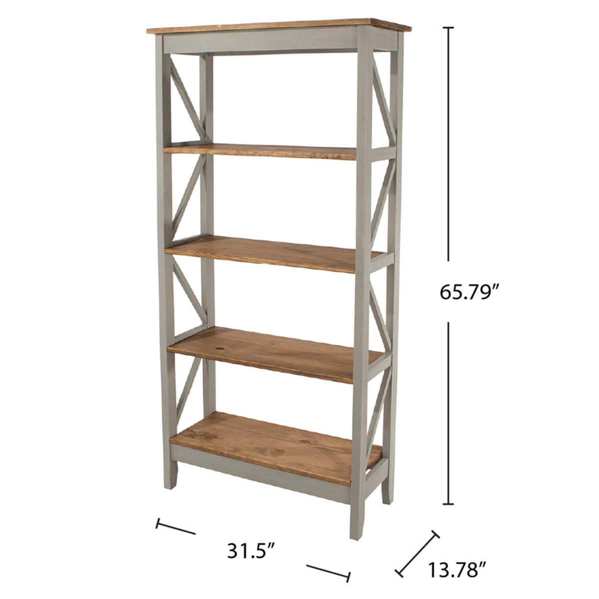 Wood Shelf Unit 5 Tier Corona Gray | Furniture Dash