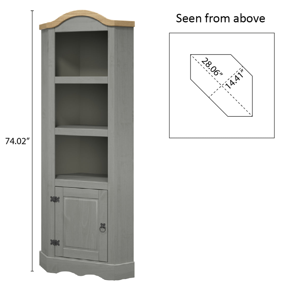 Corner Shelf Corona Gray | Furniture Dash