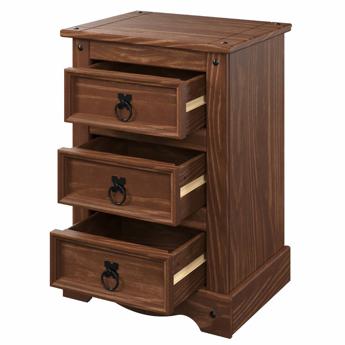 Wood Nightstand 3 Drawers Woodland | Furniture Dash