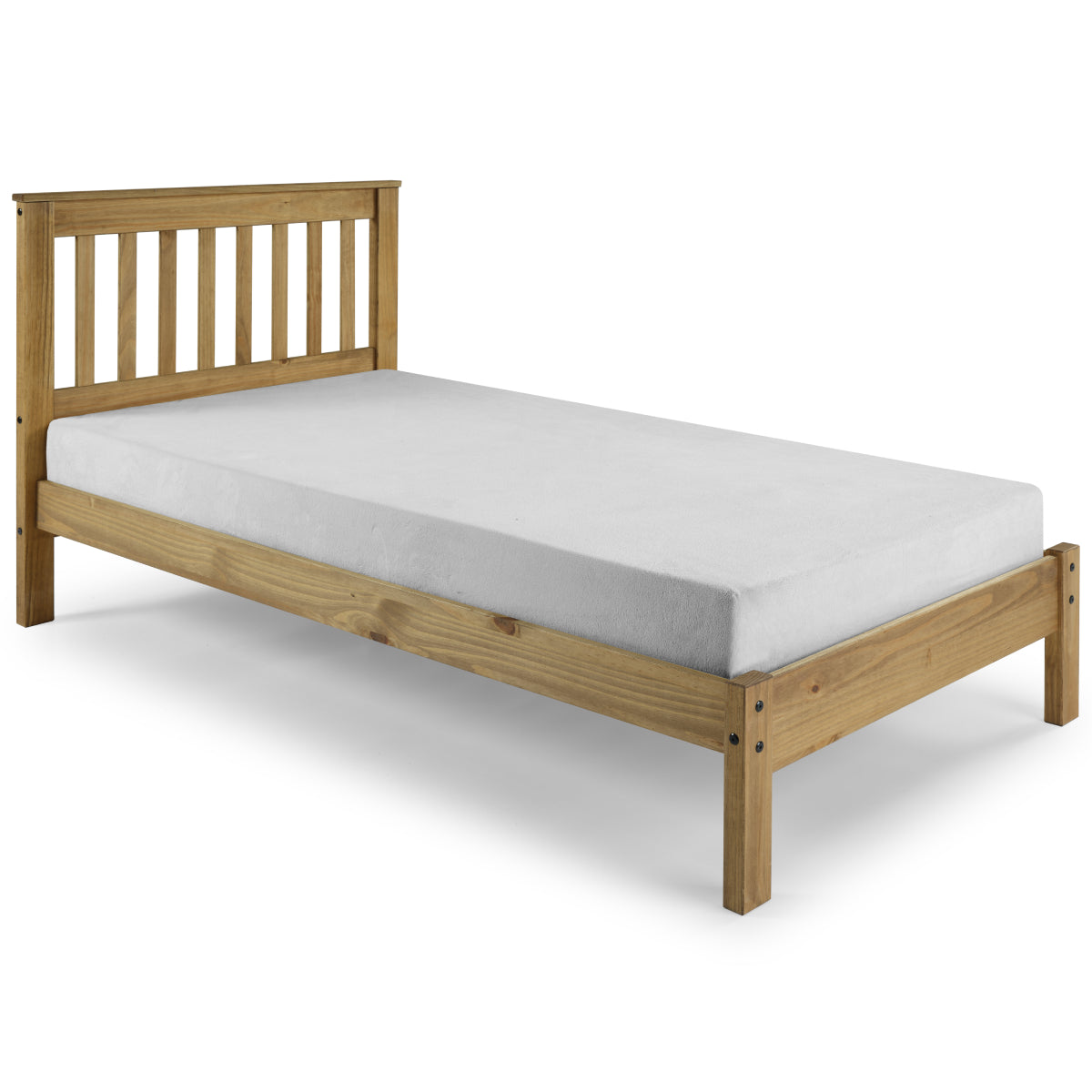 Wood Slatted Twin Size Bed Corona | Furniture Dash