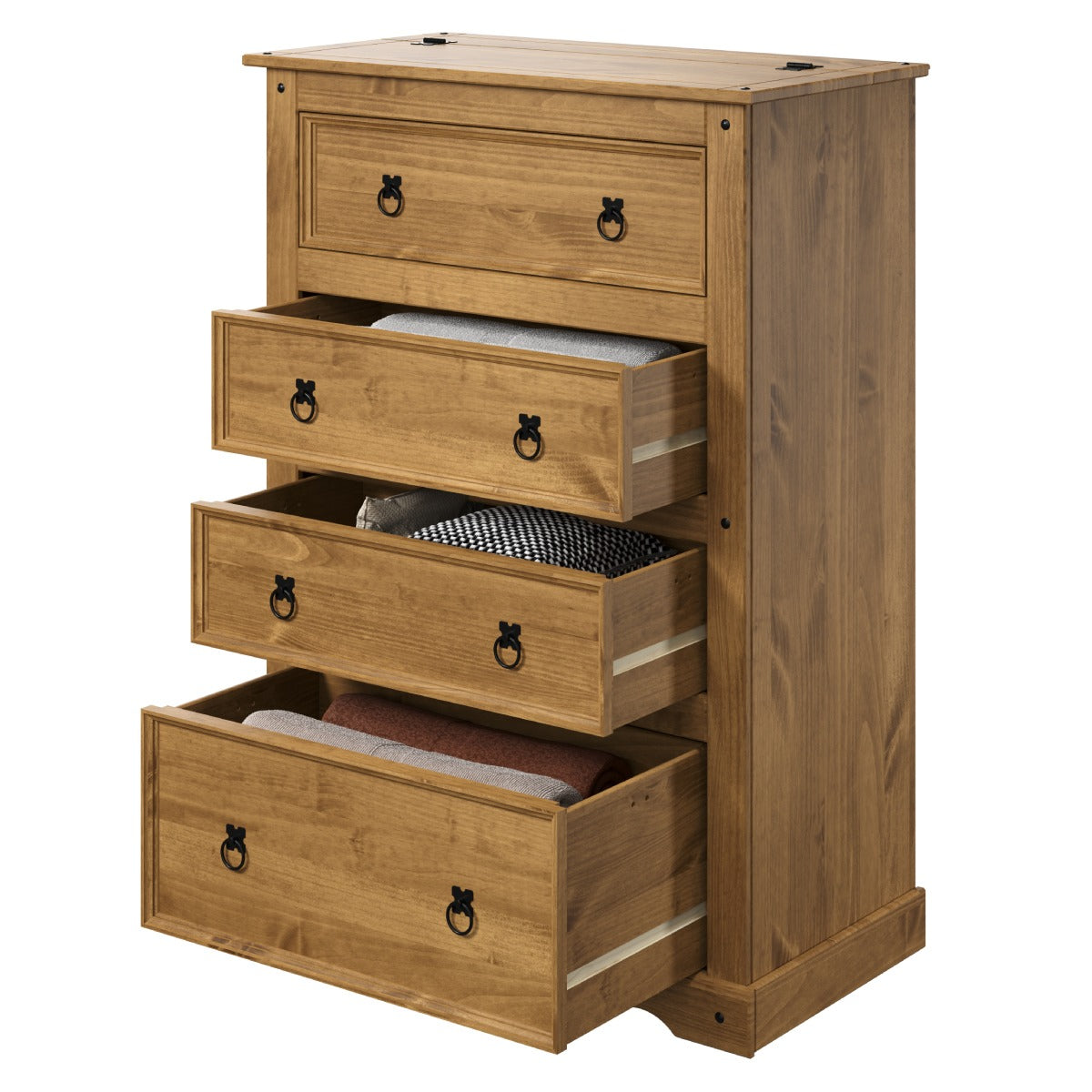 3 Drawer Wood Chest With Upper Storage Compartment Corona | Furniture Dash
