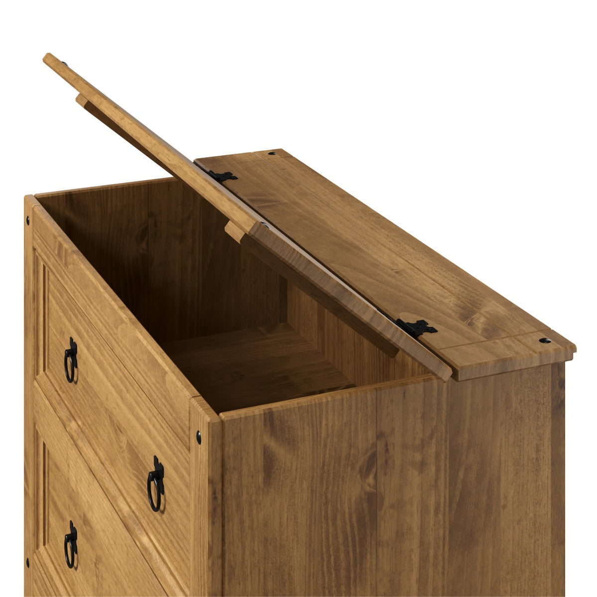 3 Drawer Wood Chest With Upper Storage Compartment Corona | Furniture Dash