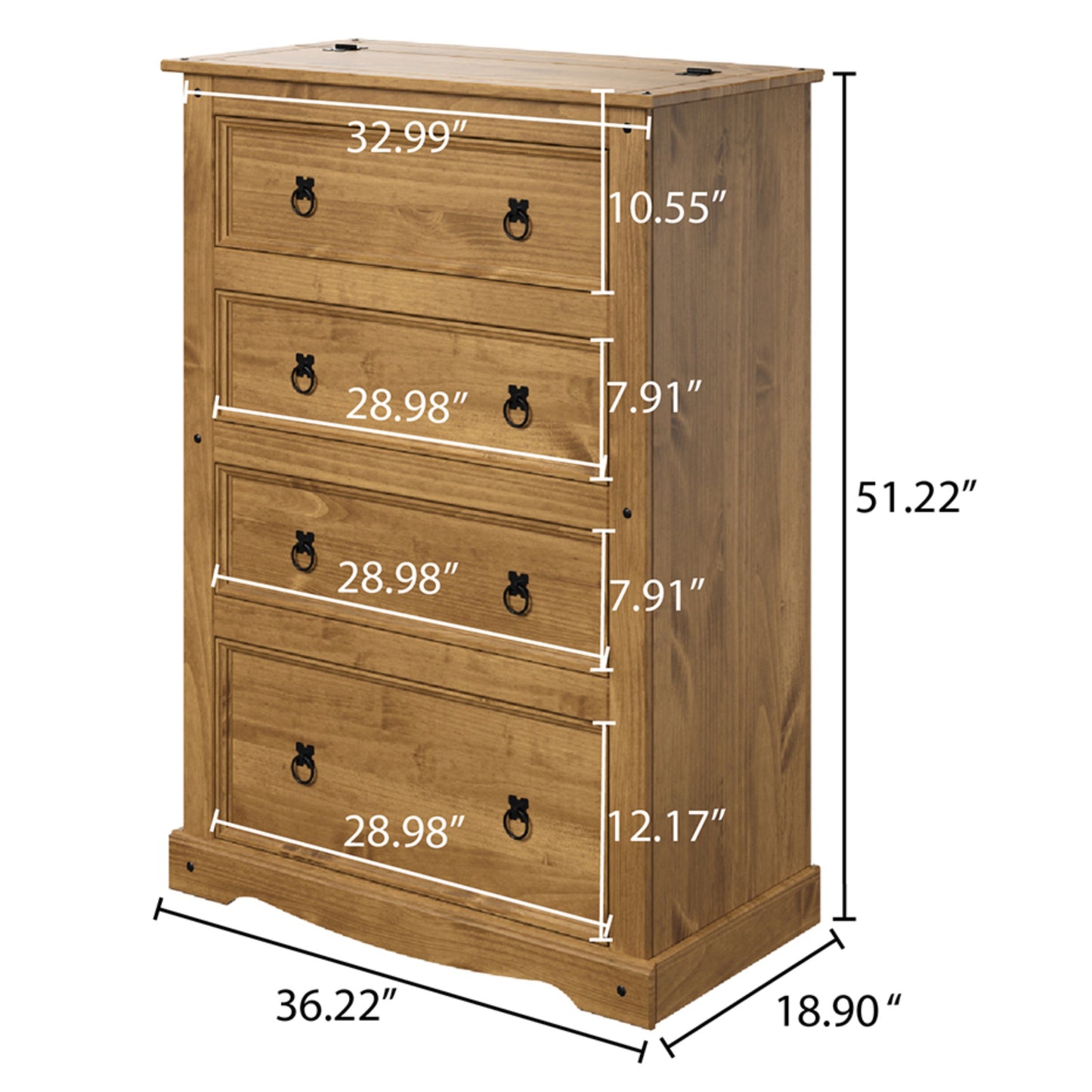 3 Drawer Wood Chest With Upper Storage Compartment Corona | Furniture Dash
