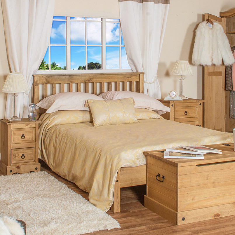 Wood Slatted Full Double Size Bed Corona | Furniture Dash