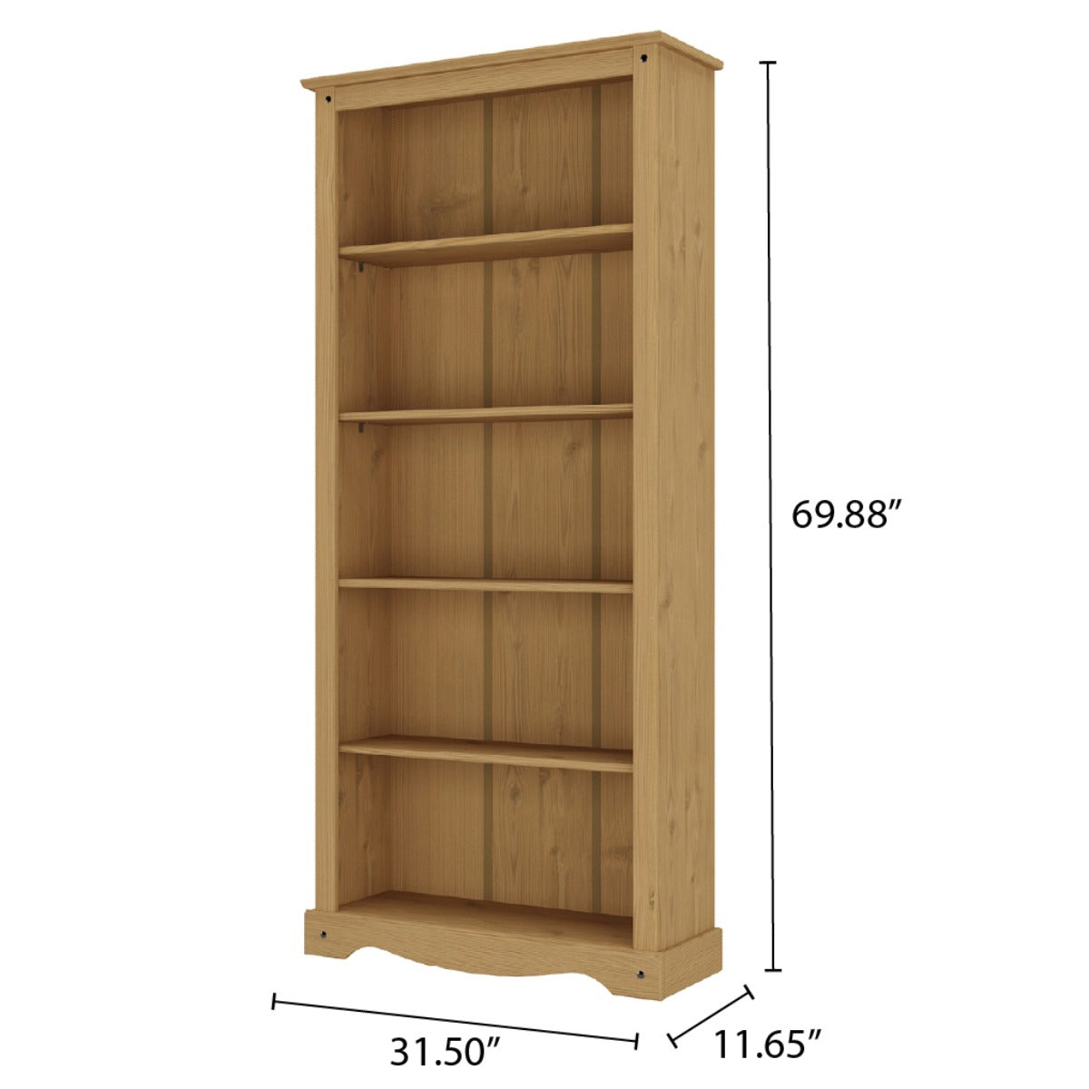 Wood Bookcase 5 Shelf Corona | Furniture Dash