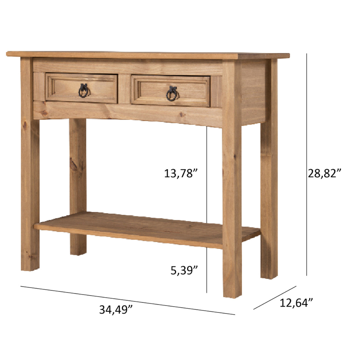 Wood Hall Table Console 2 Drawers Corona | Furniture Dash