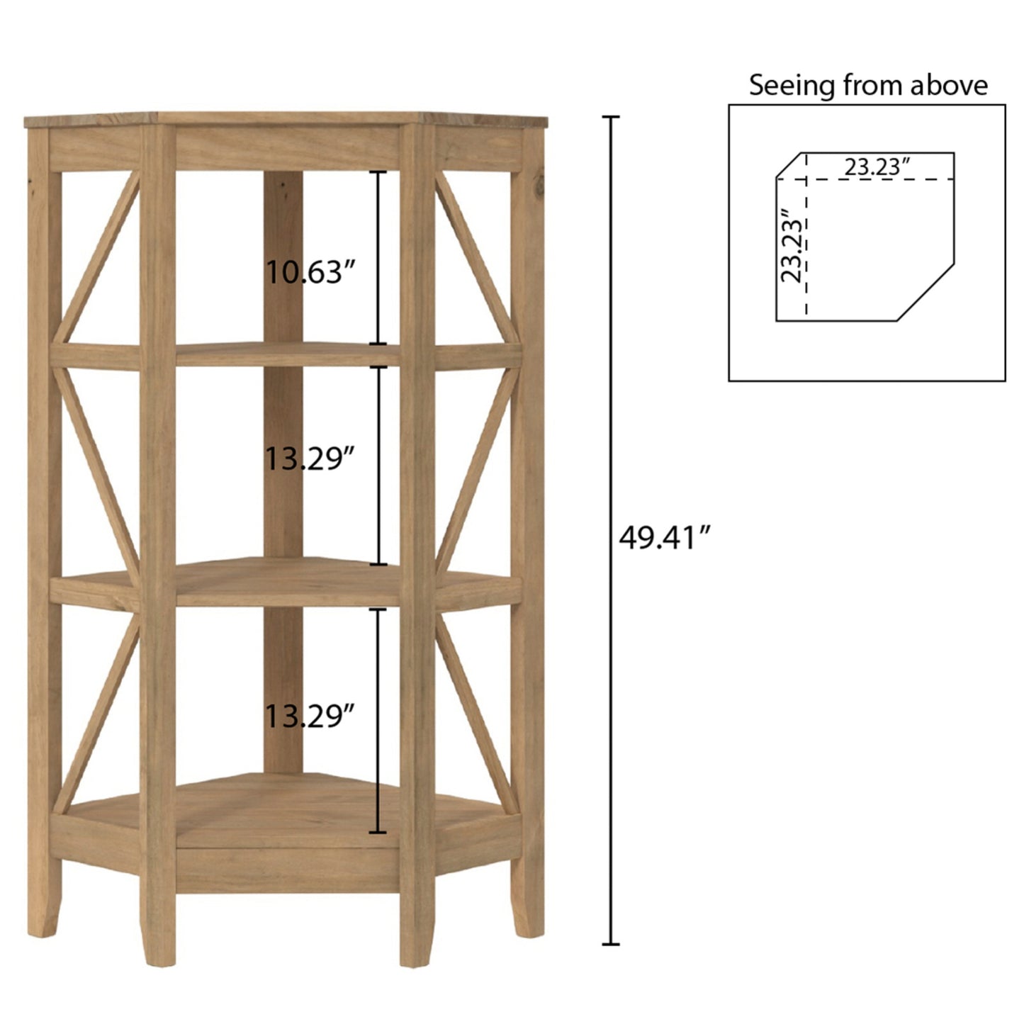 Wood Corner Bookcase 3 Shelf Corona | Furniture Dash