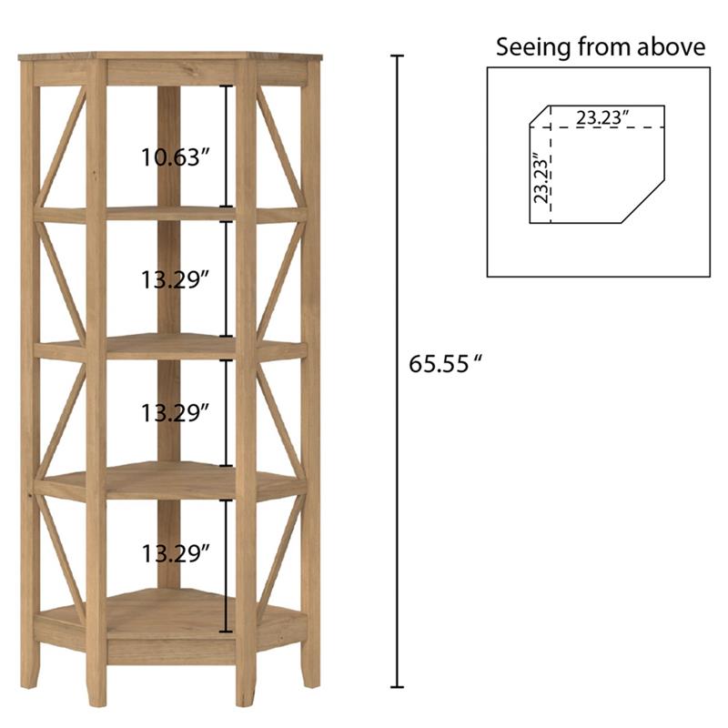Wood Corner Bookcase 4 Shelf Corona | Furniture Dash
