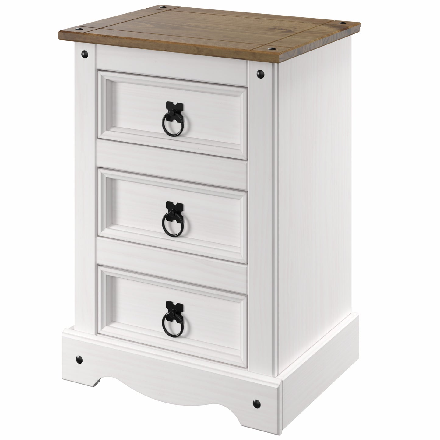 Wood Nightstand 3 Drawers Corona Snow | Furniture Dash