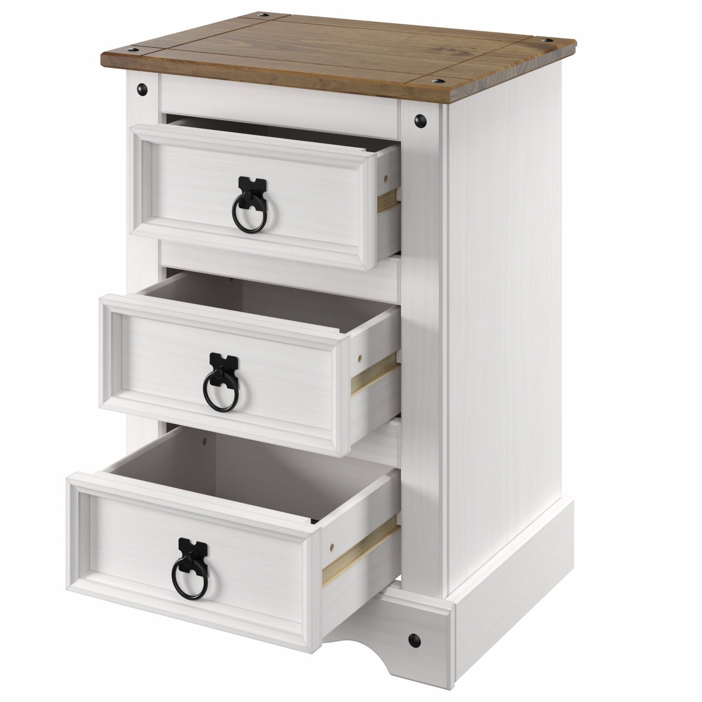 Wood Nightstand 3 Drawers Corona Snow | Furniture Dash