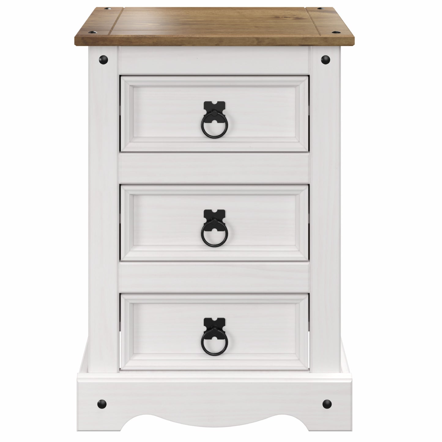 Wood Nightstand 3 Drawers Corona Snow | Furniture Dash