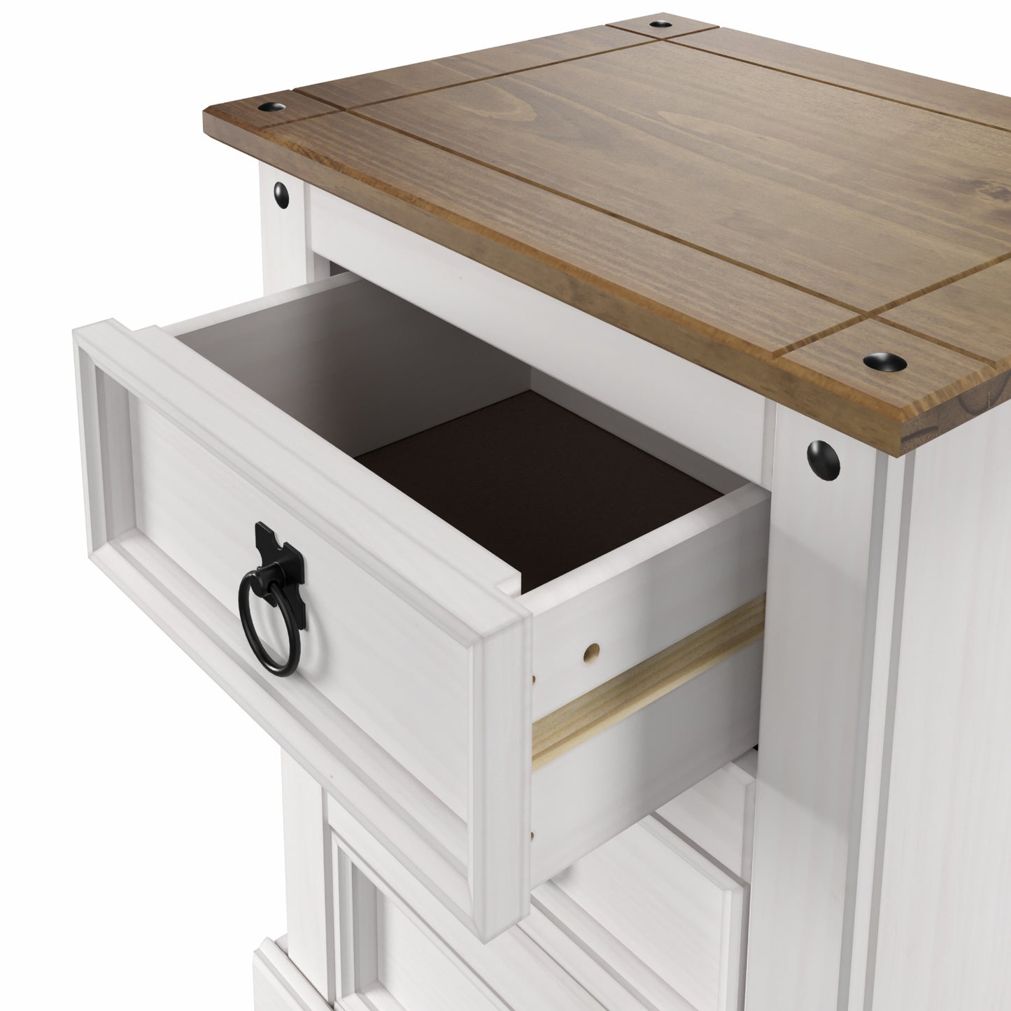 Wood Nightstand 3 Drawers Corona Snow | Furniture Dash