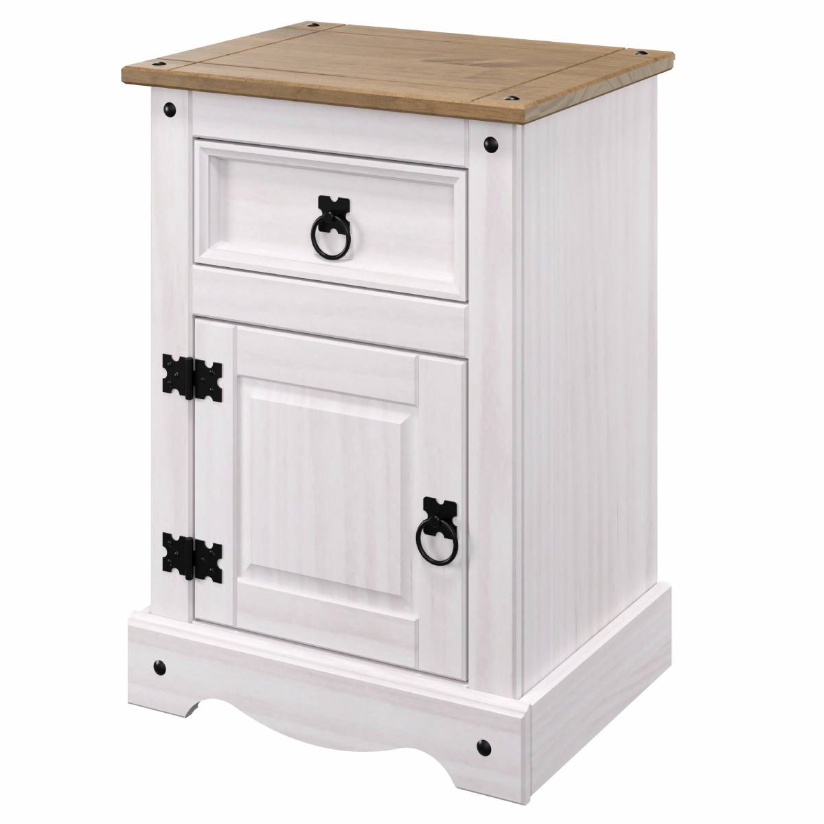 Wood Nightstand 1 Door 1 Drawer Corona Snow | Furniture Dash