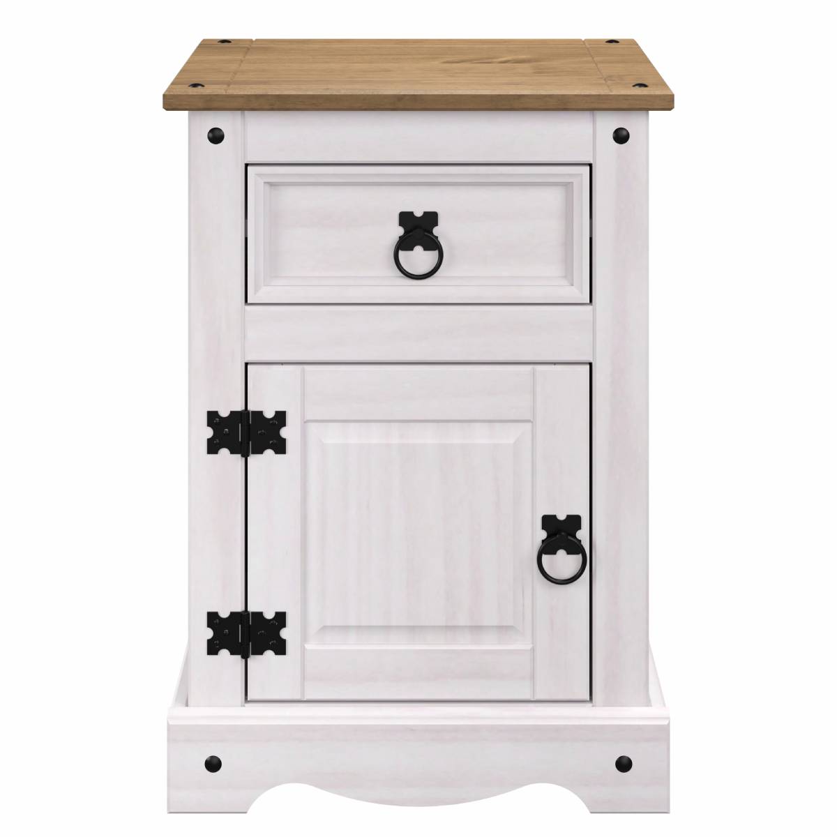 Wood Nightstand 1 Door 1 Drawer Corona Snow | Furniture Dash