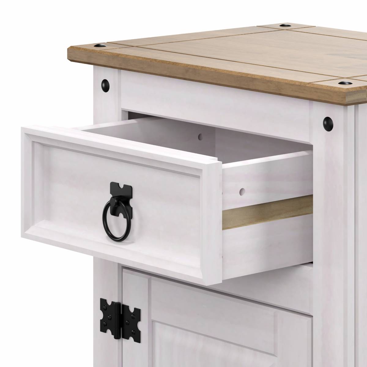 Wood Nightstand 1 Door 1 Drawer Corona Snow | Furniture Dash