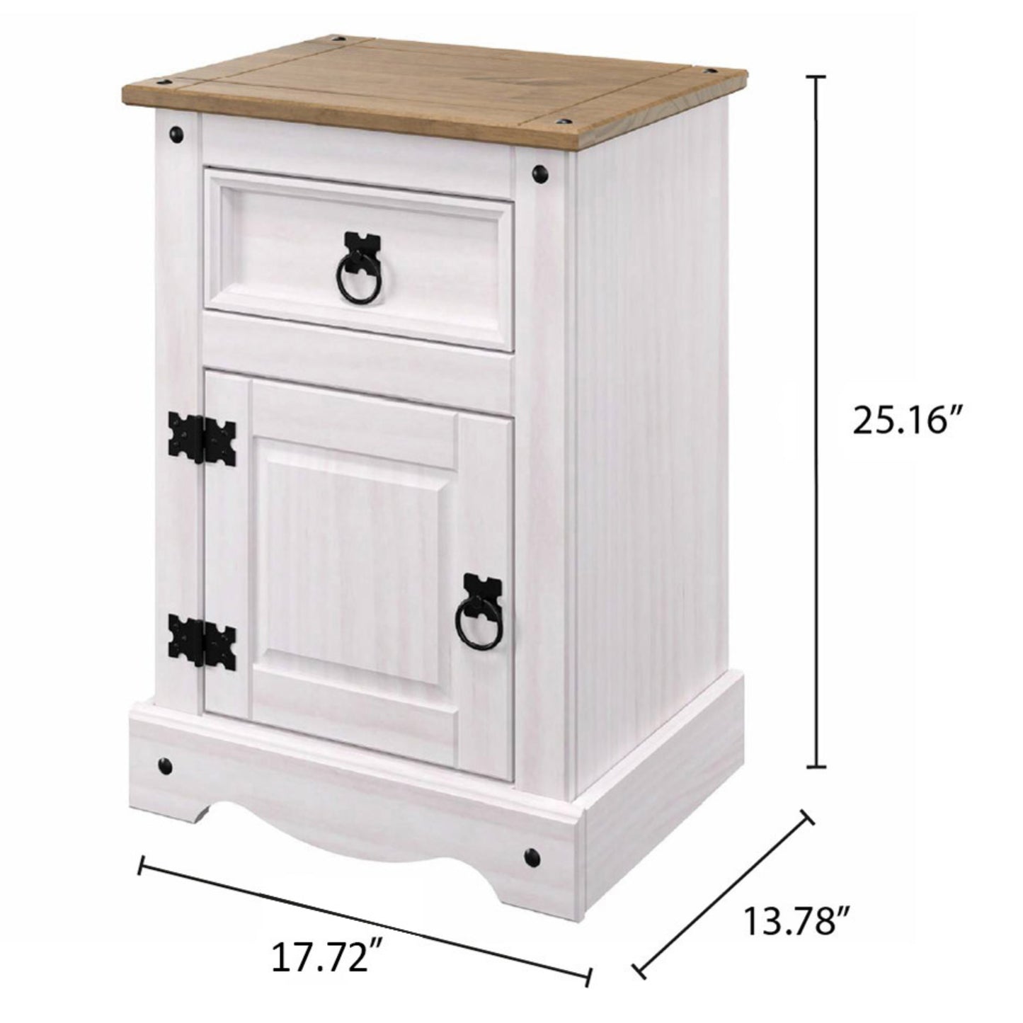 Wood Nightstand 1 Door 1 Drawer Corona Snow | Furniture Dash