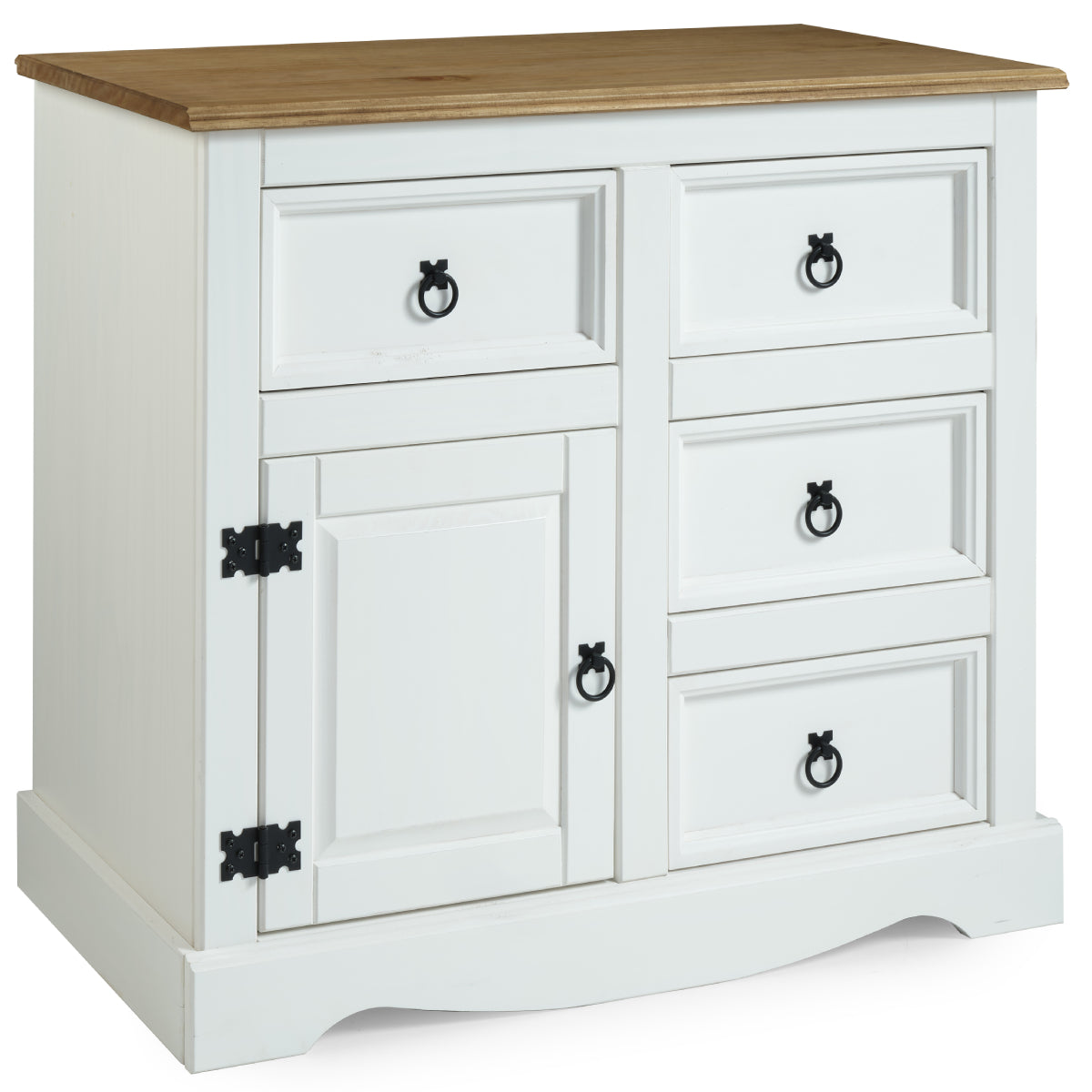 Wood Buffet Sideboard 1 Door 4 Drawers Corona Snow | Furniture Dash