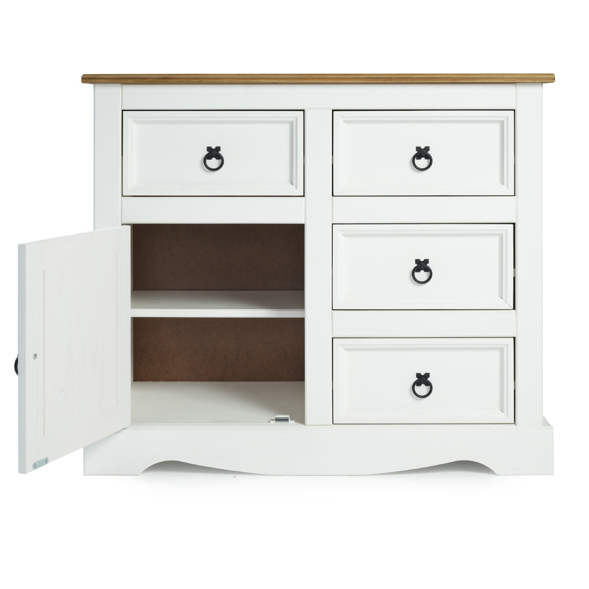 Wood Buffet Sideboard 1 Door 4 Drawers Corona Snow | Furniture Dash