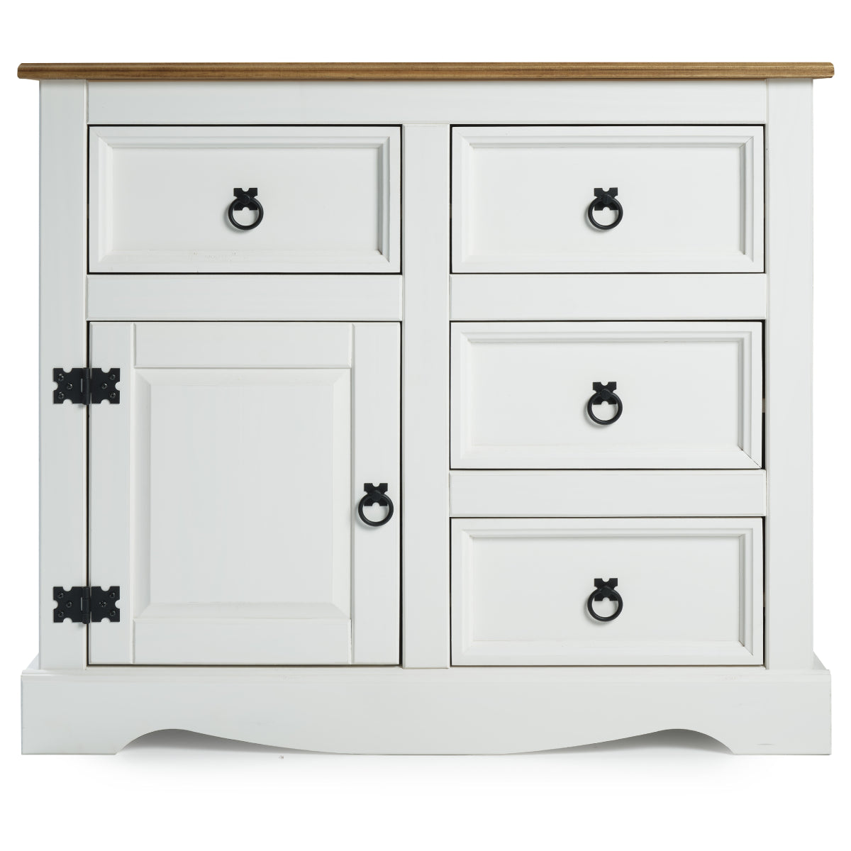 Wood Buffet Sideboard 1 Door 4 Drawers Corona Snow | Furniture Dash