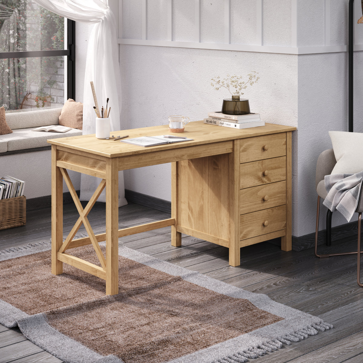 Wood Dressing Table Vanity Makeup Large Corona | Furniture Dash