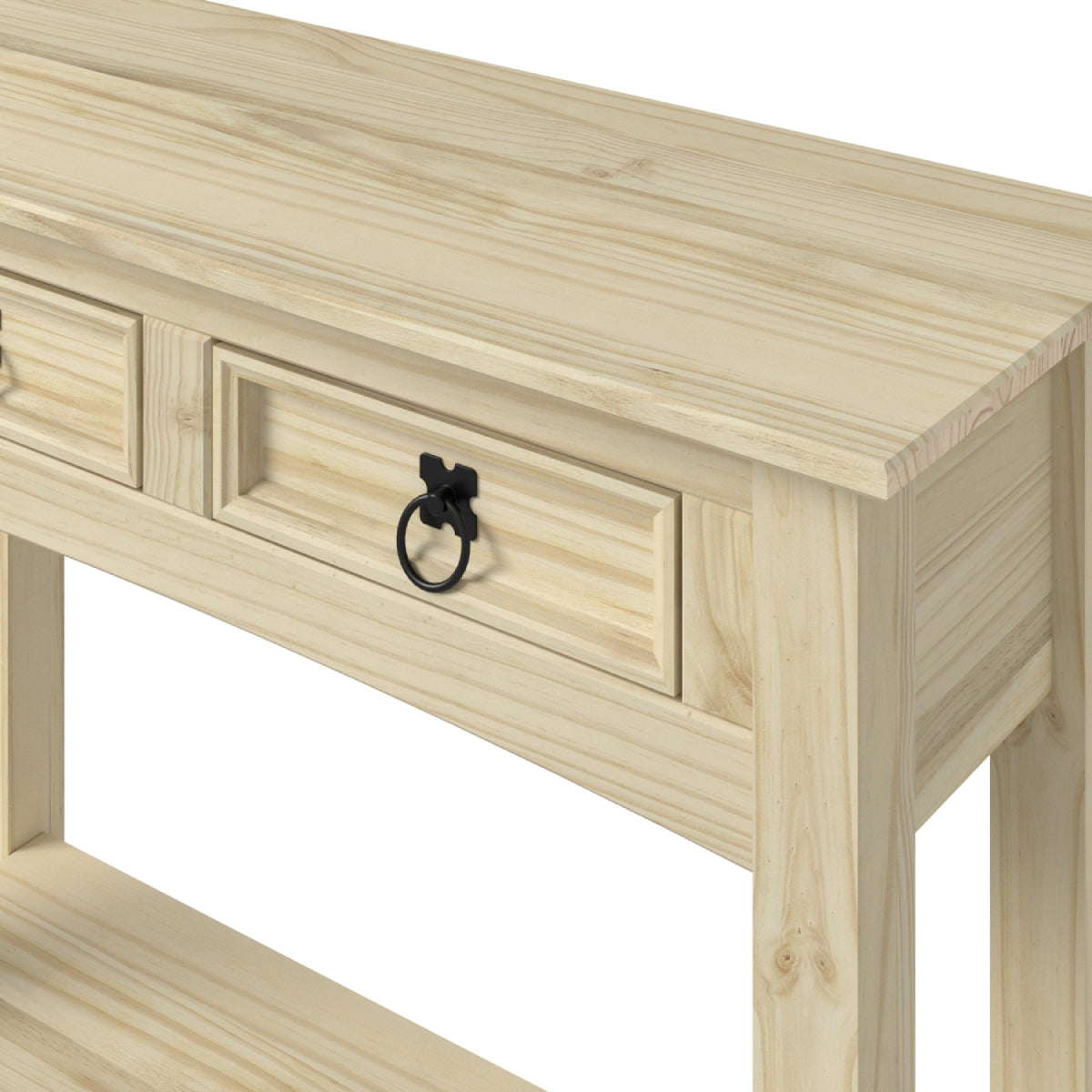 Wood Hall Table Console 2 Drawers Barewood | Furniture Dash