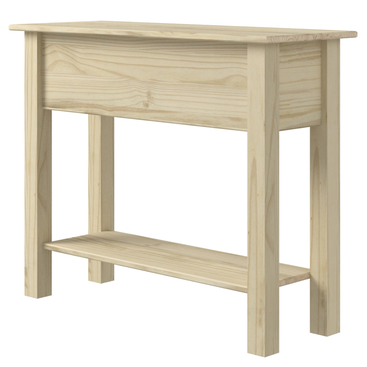 Wood Hall Table Console 2 Drawers Barewood | Furniture Dash