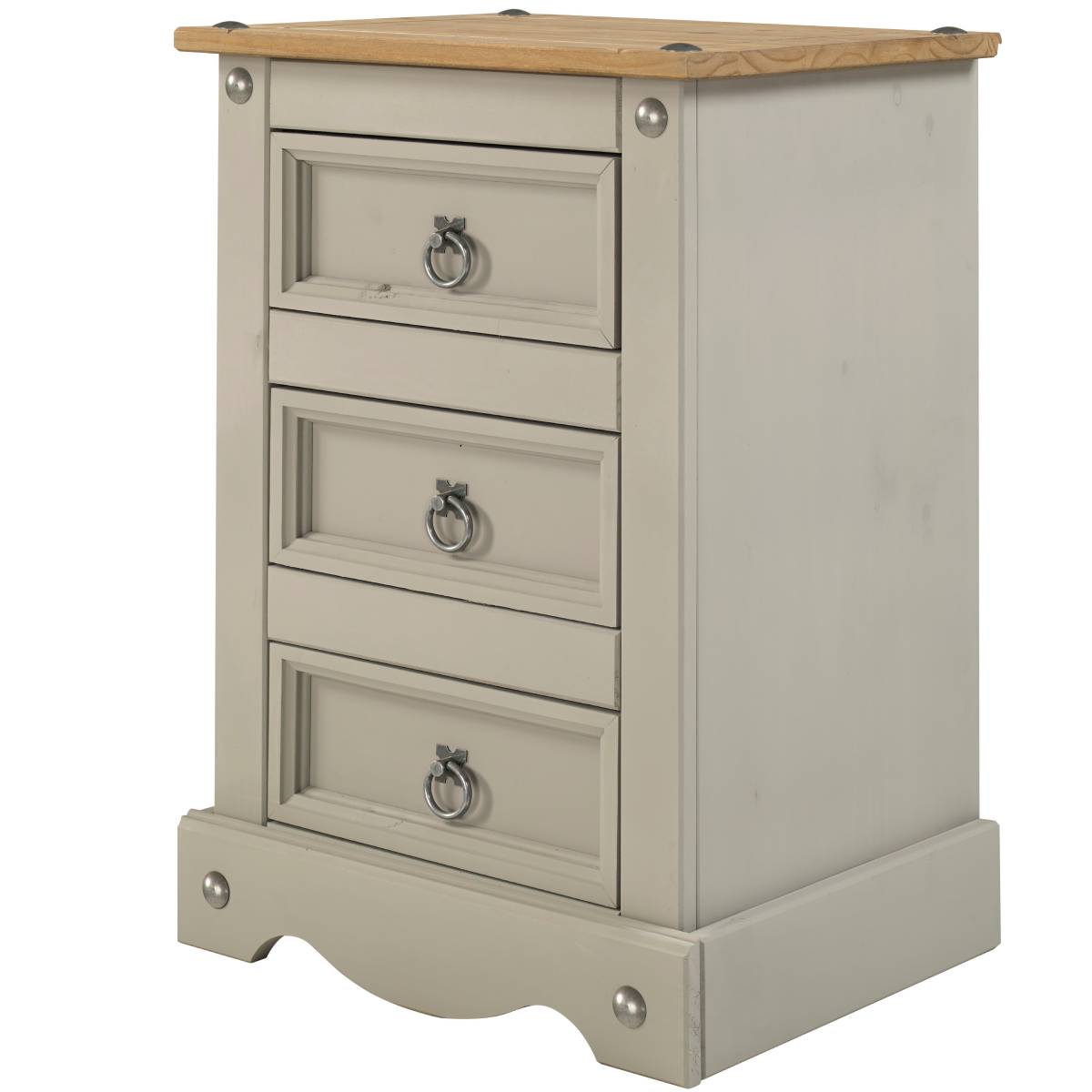 Wood Nightstand 3 Drawers Corona Gray | Furniture Dash