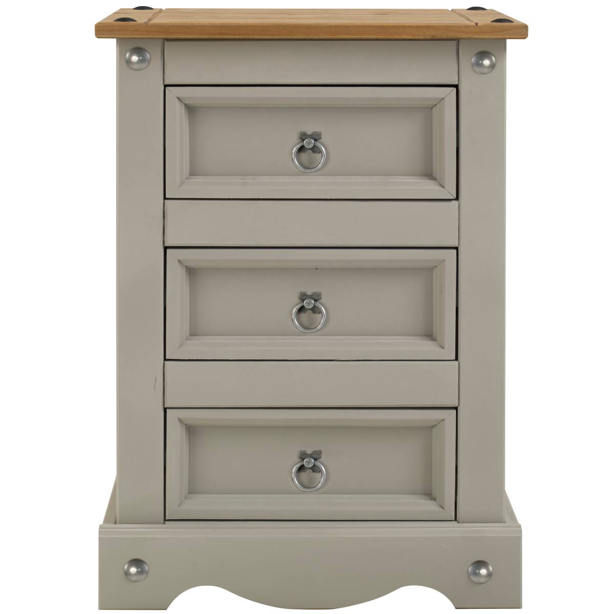 Wood Nightstand 3 Drawers Corona Gray | Furniture Dash