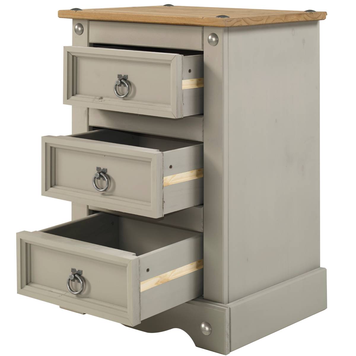 Wood Nightstand 3 Drawers Corona Gray | Furniture Dash