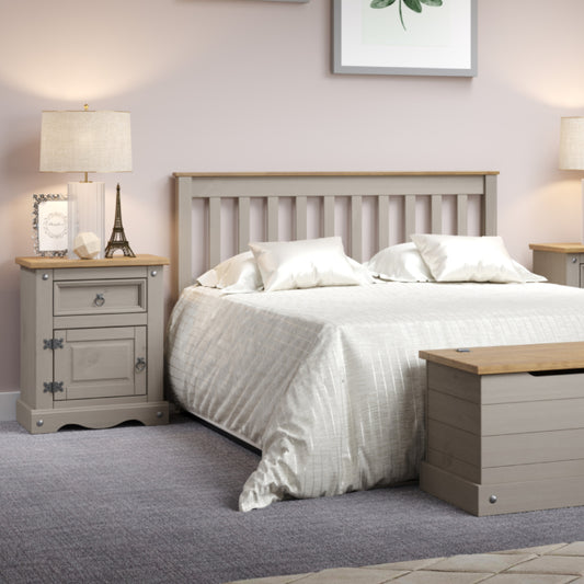 Wood Nightstand 1 Door 1 Drawer Corona Gray | Furniture Dash