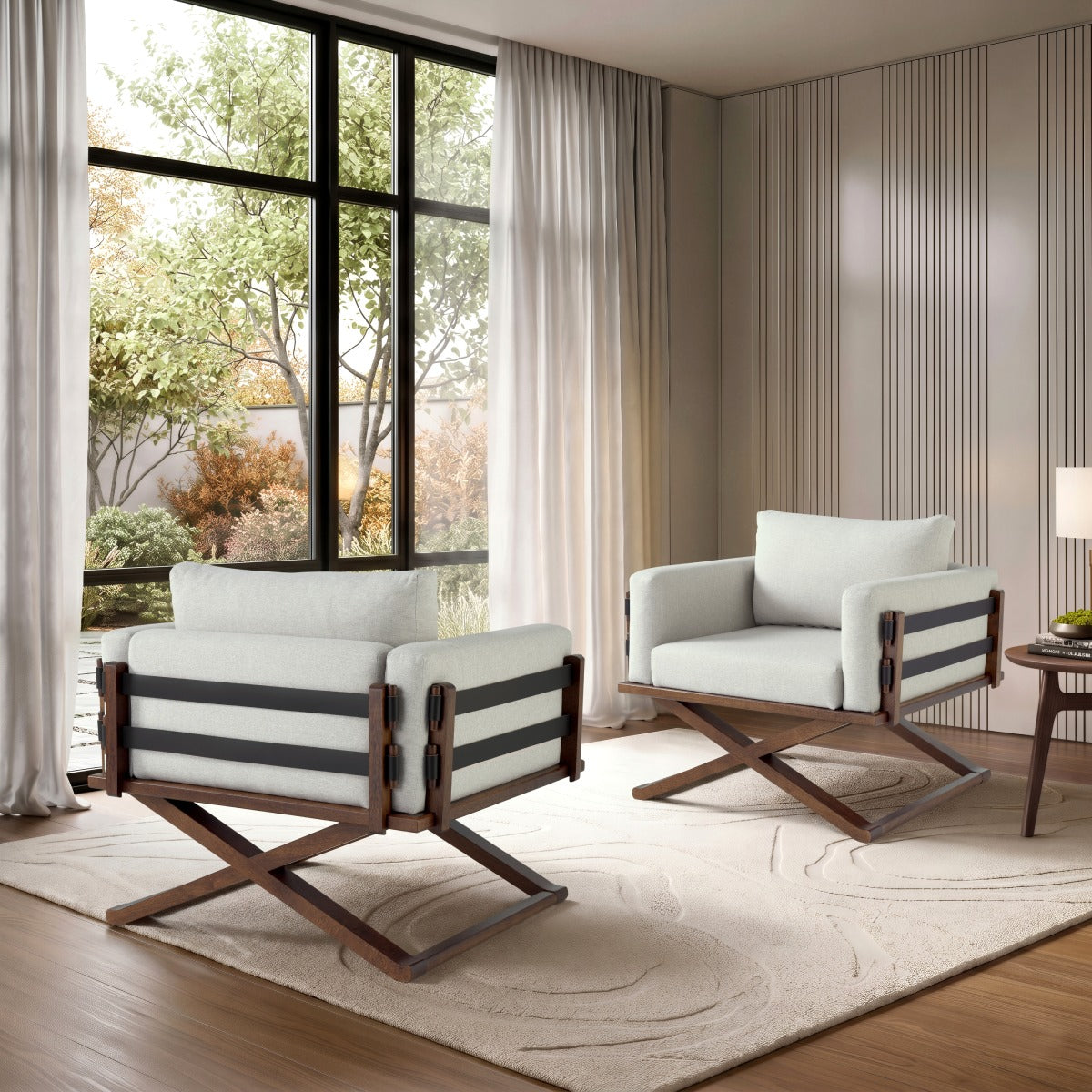Upholstered with Solid Wood Scene Armchair | Furniture Dash